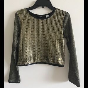 👑Guess Kids Cropped Shimmery Gold Sweater NWOT👑